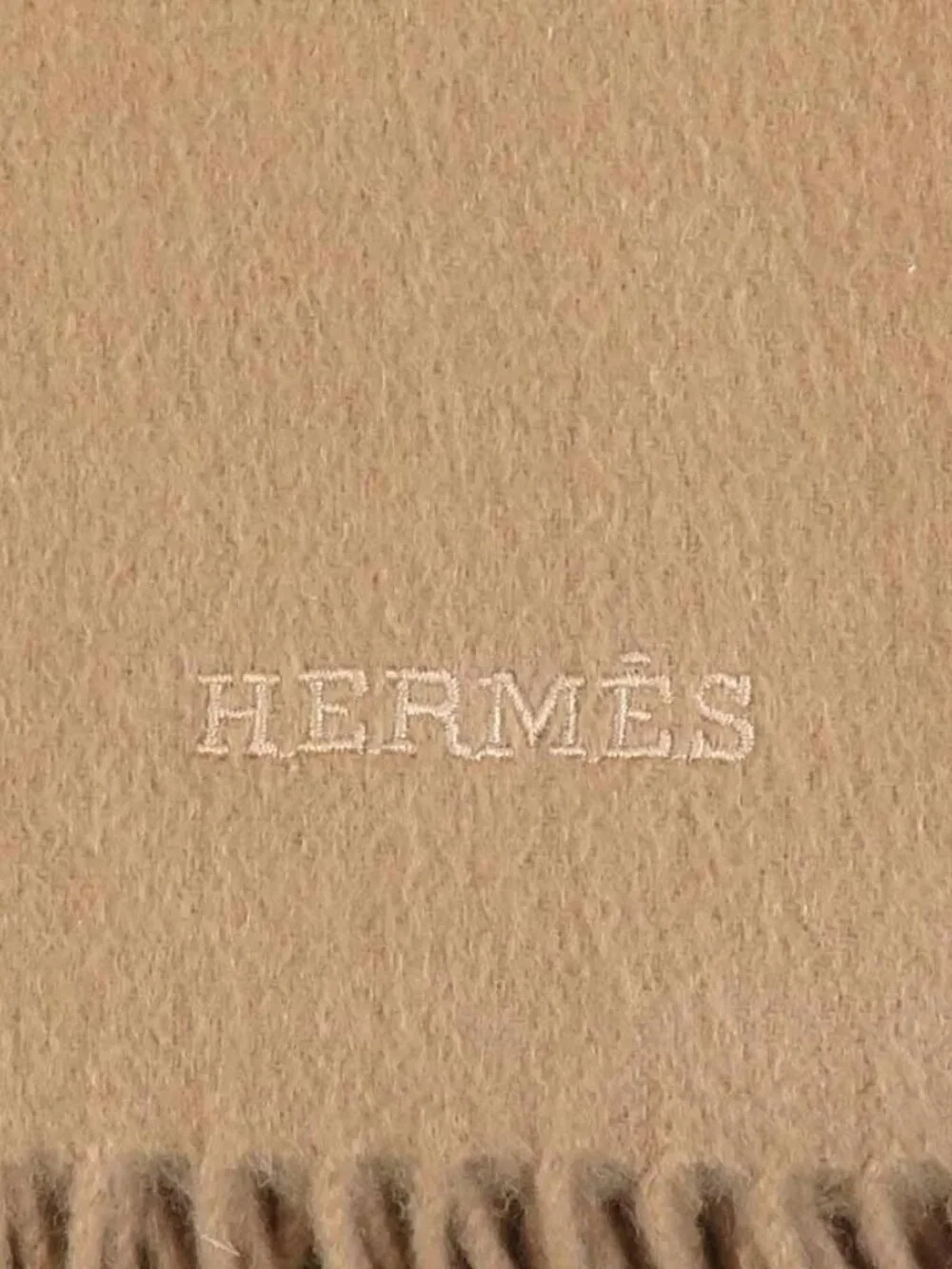 Auth HERMES Blanket Beige Brown Cashmere/Wool - Picture 7 of 8